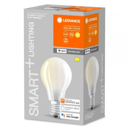 LEDVANCE WiFi E27 LED Filament Lampe 7,5W wie 75W 2700K warmweißes dimmbares Licht via Handy